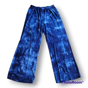 Tryst Tie Dye Boho Women's Blue Rayon Pants. Size S